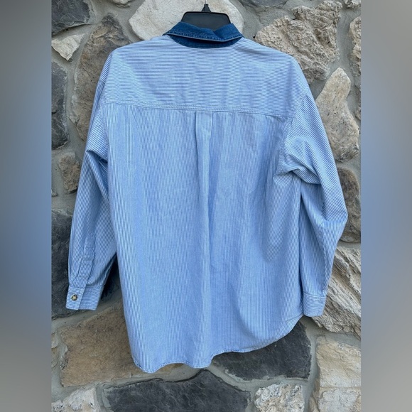 Vintage Cottagecore Button Up Shirt Womens Sz M Embroidered Farm Homemaker Barn - Picture 2 of 5